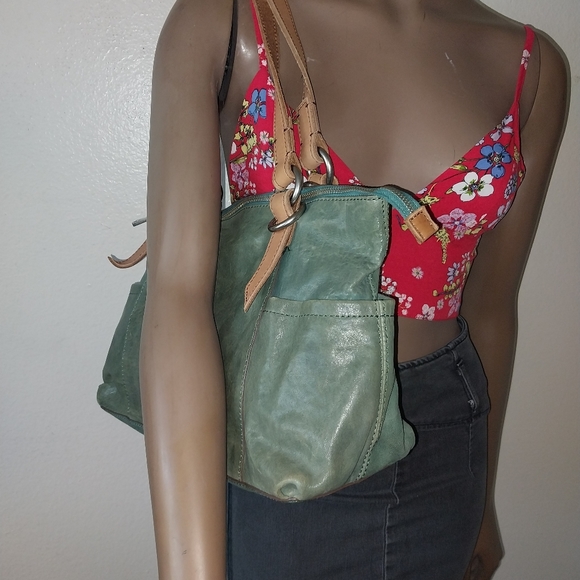 FOSSIL OLIVE GREEN LEATHER BAG# 4652. EUC - Picture 6 of 16